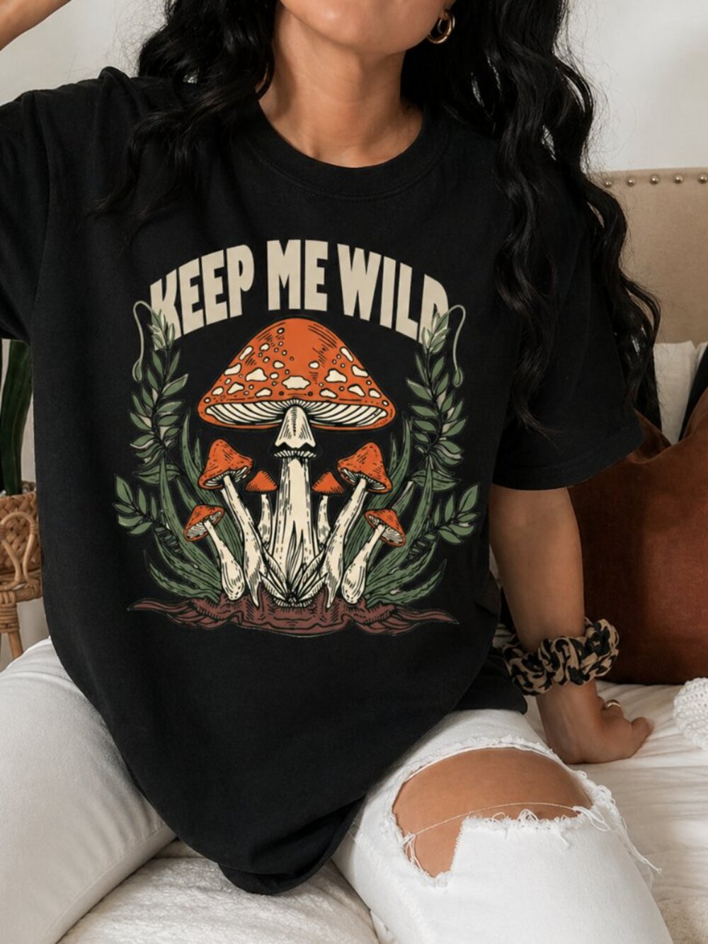 Keep Me Wild Snake Shirt, Mystical Mushroom Graphic Tee